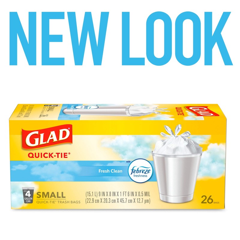 Glad Trash Bags, Small Garbage Bags - OdorShield 4 Gallon