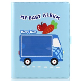 Frankmate 4x6 Photo Albums 128-Pocket Photos Baby Album Leather Frame Cover Bookshelf Picture Album Book Cute Bus Design White Page