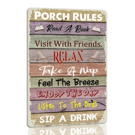 Porch Rules Metal Tin Sign Vintage Patio Decor Signs For Cafe Bar Club 8x12 Inch
