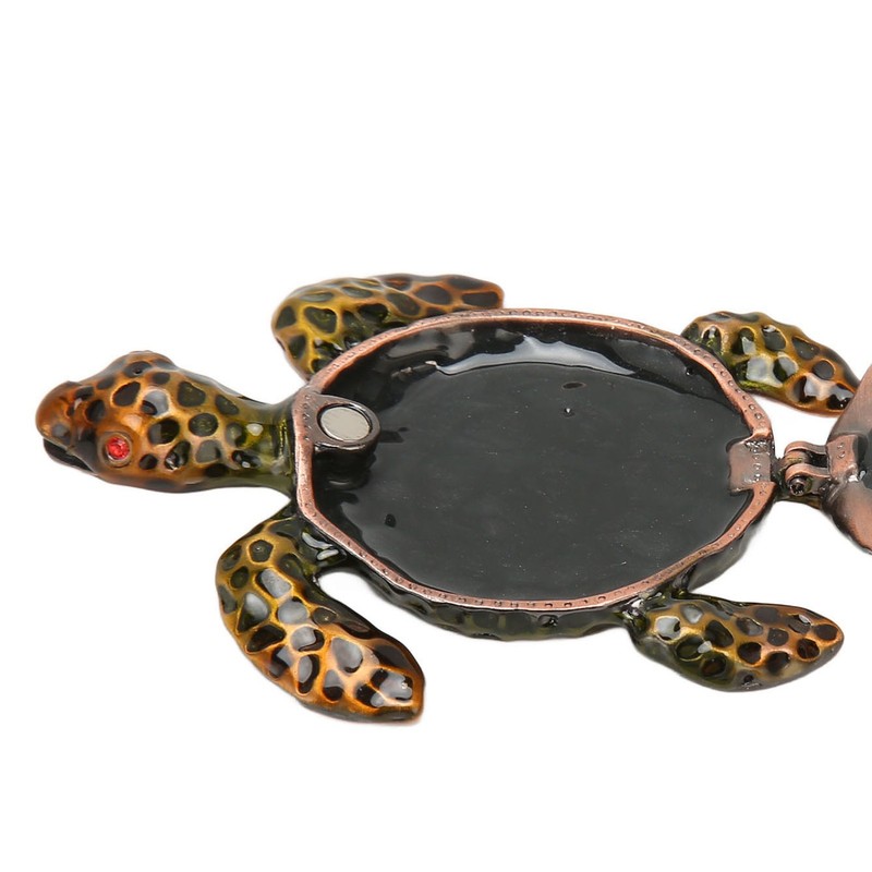 Turtle Trinket Boxes Handcrafted Hand Painted Rhinestones Hinged Trinket Boxes