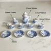 15 Pcs Blue 1:12 Miniature Porcelain Chintz Tea Cup Set