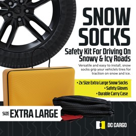 Snow Socks for Tires - Great Alternative to Tire Chains for Cars, 3D Fabric for Maximum Tire Traction & Grip, Fits SUVs, Most Subaru Models, Minivans, Pickups & Sedans (Set of 2) - Extra Large