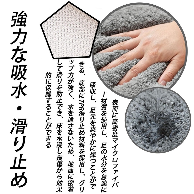 HUIKKJP Nordic Style U-Shaped Toilet Mat, Gray, Approx. 19.7 x