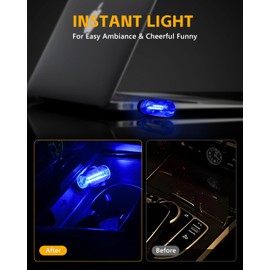 GSOWO 2PCS USB Lights for Car, Touch Adjustment Lights, Plug in USB Vehicle Interior Ambient Light, Mini LED Retro Bulb Glass Bottle Night Light for Camping, Holiday Decoration, Party, Bedroom (Blue)