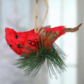 Factory Direct Craft Set of 3 Artificial Sisal Cardinal Bird Ornaments
