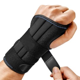 GLEEMEN Wrist Bandage, Adjustable Wrist Brace Fitness for Men and Women with Velcro Fastening, Wrist Support with Metal Splint Stabiliser for Arthritis, Sports Protection (S/M, Left Hand)