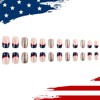 Independence Day Press on Nails Short Square Blue Frenc Tip