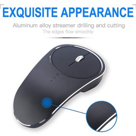 M ugast Ratón inalámbrico, ratón ergonómico Recargable inalámbrico de 2.4G para Juegos, aleación de Aluminio, Mouse inalámbrico silencioso para computadora, para Oficina/Juego/Uso Diario