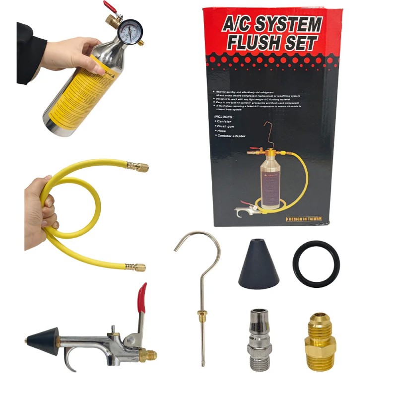 Easy Operate Aluminum AC Flush Kit with Hose & Valve