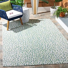 SAFAVIEH Courtyard Collection 8' x 10' Ivory/Green CY8505 Indoor/ Outdoor Waterproof Easy Cleaning Patio Backyard Mudroom Area Rug