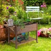 Brown 49x21x34 Raised Garden Bed with Grow Grids & Storage