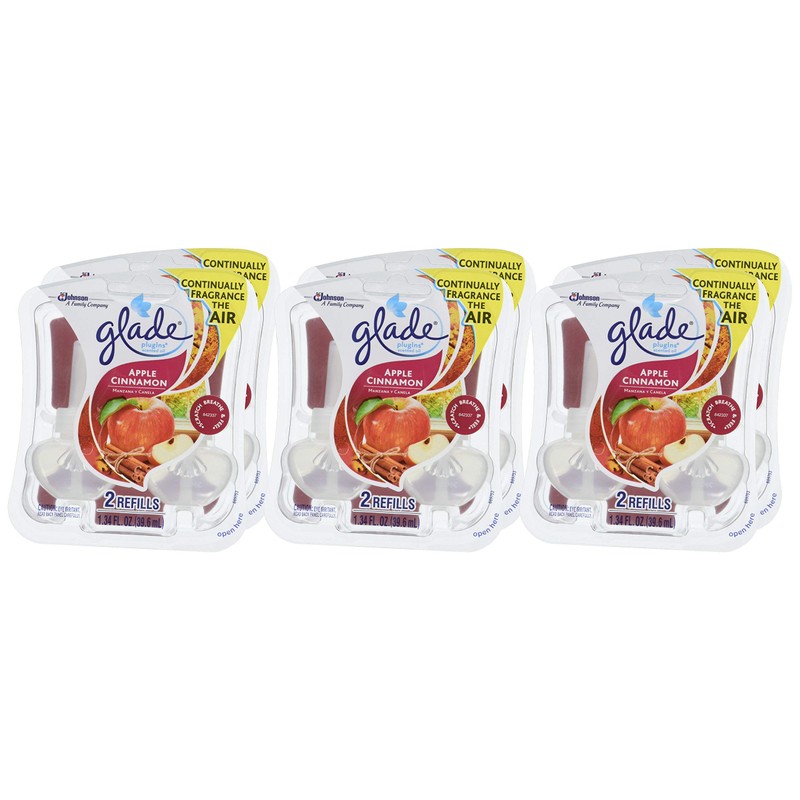 Glade PlugIns Scented Oil Air Freshener Refill, Apple Cinnamon, 2