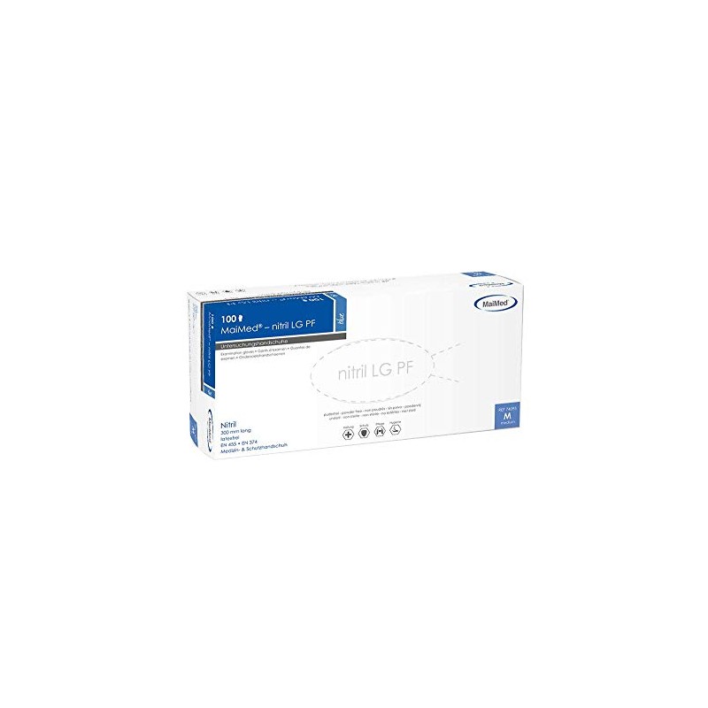 MaiMed LG Nitrile Examination Gloves Powder-Free Blue 300 mm M