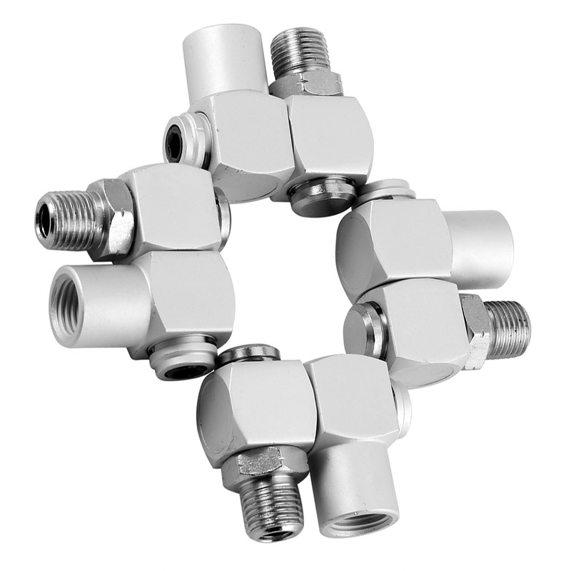 4pcs/Set Aluminum 1/4" Universal 360 Swivel Air Hose Connector Adapter