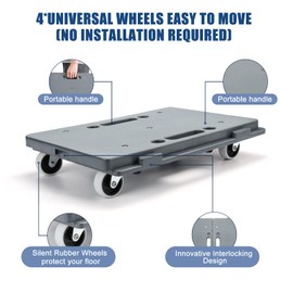 Nellyke Furniture Dolly, 2 Pack Small Flat Moving Dolly, Furniture Movers with 4 Wheels, 500Lbs Capacity, Connectable and Portable Dollies for Heavy Appliance, Gray