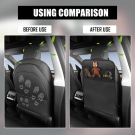 Encuryna 2 Stück Autositz Schutz Rückseite Kinder, Rückenlehnenschutz Auto Kinder, Autositz Organizer zum Aufbewahren von Kindersachen, Autositzschoner, Kick-Matten Schutz (Schwarz)