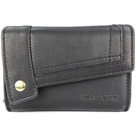 High-quality vintage leather women's purse, thick and compact wallet made of soft leather with RFID - 14.5 x 10 x 5 cm (W x H x D), black, Vintage