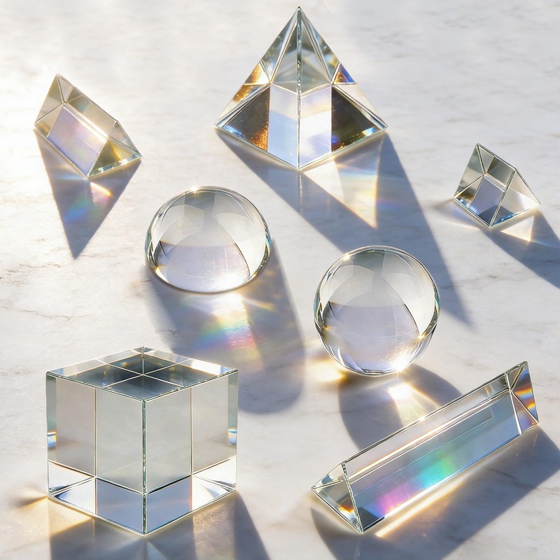 7 Pack K9 Optical Crystal Photography Prism Set, Include 1-4in