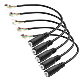 YAODHAOOD Replacement 3.5mm Female Plug to Bare Wire Open End TRRRS 5 Pole Stereo 1/8" 3.5mm Plug Jack Pigtail Audio Cable for Headphone Microphone Cable Repair (5PCS) (3.5mm TRRRS 5 Pole Female)