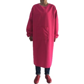 UE STORE Adults Long Sleeve Cooking Kitchen Apron Waterproof Artist Drawing Apron (Pink)