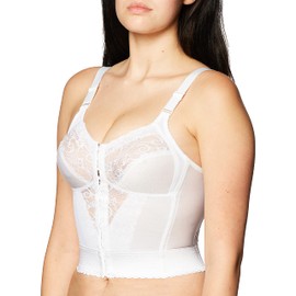 Carnival Womens Front Closure Longline Bra, White, 36D