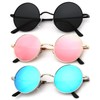 Retro circular polarized sunglasses for men and women, upscale metal design, fashionable and versatile, UV400(S36):_black + Golden F Pink L + Silver F Blue L_45 Millimeters