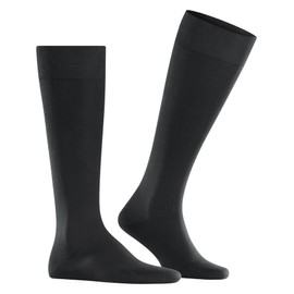 FALKE Lufthansa Travel & Comfort Men's Energising Cotton Knee Socks, Compression Stockings, Elegant for Travel, Long Standing, Flights, Invigorating the Legs, Breathable Cotton, 1 Pair, Grey