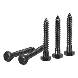 DTGN 5/16" x 2" Hex Lag Bolts - 10 Pack - for Woodworking, Furniture - 304 Stainless Steel Full Thread Hexagon Head Lag Screws for Wood - Black