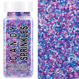 Mermaid Pastel Sanding Sugar Sprinkles Mix, 4.6 oz Edible Purple Pink Sparkling Sugar Crystals for Baking Topping, Cupcakes, Cookies, Ice Cream & Cake Decorating, Wedding Party Valentines Supplies