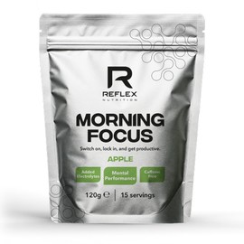 Reflex Nutrition Morning Focus Nootropic Powder – Stimulant-Free Including Caffeine for Focus, Performance & Cognitive Function, with B Vitamins, Electrolytes, Cognizin (Apple, 120g, 15 Servings)