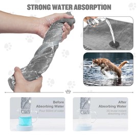 SUPERPAWS Dog Towels Pack of 2-55" x 28"Ultra Soft & Absorbent Bath Towel with 30" x 14" Daily Use Towel,Dog Drying Grooming Towel for Small, Medium,Large Dogs (Dark Gray,55"*28"+30" *14")