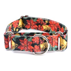 Country Brook Petz - Christmas Poinsettias Martingale Dog Collar - Christmas Collection Featuring Festive Designs (1 1/2 Inch, Extra Large)