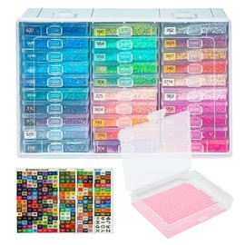 30 Piece Diamond Painting Storage Box Ship Set with Lid and 4 Coloured Stickers, Diamond Painting Accessories Boxes for Beads DIY Arts Crafts
