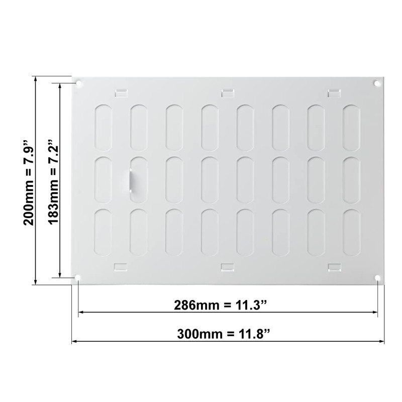300x200 mm (12x8") Sliding Grille Made of Sheet Steel, White