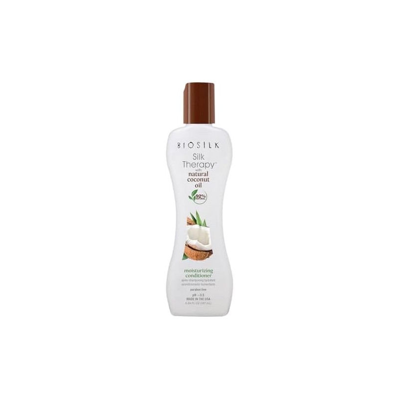 BioSilk Silk Therapy Coconut Oil Moisturizing Conditioner – 92% Natural,