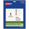 Avery EcoFriendly Matte White Recycled Round Scalloped Labels, 2.5" Diameter,