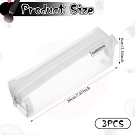 simarro 3Pcs Mesh Makeup Brush Bag, Small Clear Cosmetic Bags Portable Zippered Pencil Case Organizer Stationery Storage Bag Mesh Zipper Pouch for Office Supplies Cosmetics Travel Accessories