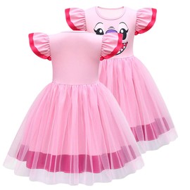 Kids Girls Pink Tutu Dress Theme Party Tulle Dress Up Summer Daily Wear Casual Clothes, 3-10 Years