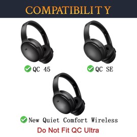 SOULWIT Cooling Gel Ear Pads Cushions Replacement for Bose QuietComfort 45 (QC45)/QuietComfort SE (QC SE)/New Quiet Comfort Wireless Over-Ear Headphones, Earpads with Ice Silk Fabric - Black