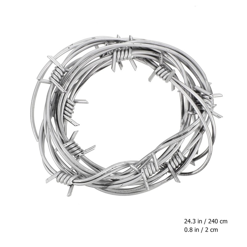 Toyvian 2pcs Barbed Wire 8ft/240cm Imitation Barbed Wires Prop Fake