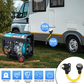 ZDHQLHJ NEMA SS2-50P to SS2-50R RV Adapter, Dogbone Extension Cord Adapter, 50Amp SS2-50 Marine Shore Twist Lock Male Plug to 90-Degree Locking Female Receptacle, for RV Travel Trailer