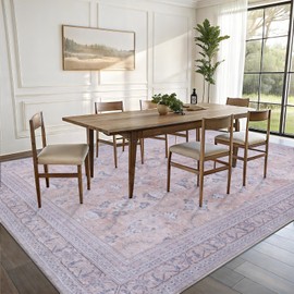 Vanmoos 8x10 Area Rugs for Living Room, Bedroom - Machine Washable, Non-Slip Bedside Rug, Large Soft Floor Carpet for Office, Dining Room, Farmhouse and Home Decor, Urban Luxe/Cream