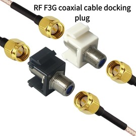 10 coaxial trapezoidal sockets, 3GHz coaxial Cable Connector, F-Type RG6 Cable Extender, Suitable for Wall Panels and Terminal Blocks (White, Plate with Nickel)