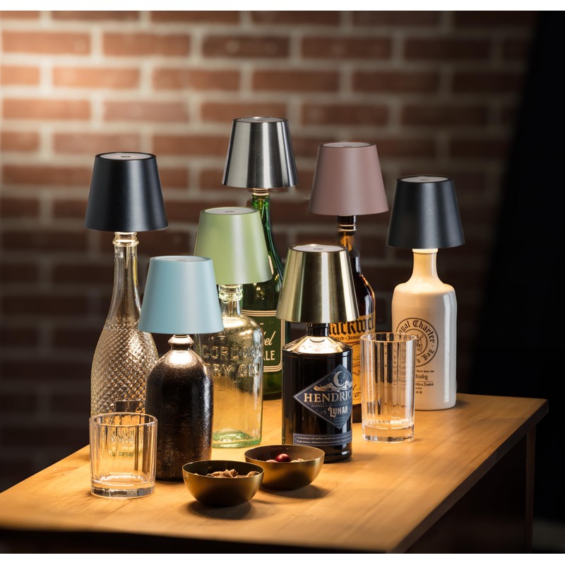 Abbott Collection Cordless Rechargeable LED Bottle Stopper Lamp/Light (Silver, Classic