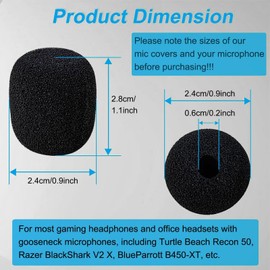 Headset Microphone Foam Covers, Soft Foam Microphone Windscreen Microphone Protector Microphone Noise Filter Mini Windscreens Sponge Foam Microphone Covers Shield Protection Covers (10 Pack)
