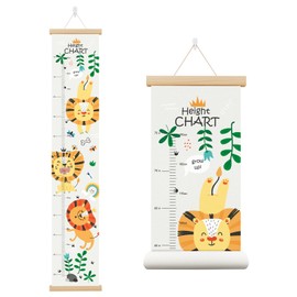 Zeeko Lion Canvas Growth Chart for Kids, Height Measuring Ruler, Kids Height Wall Chart, Height Measurement Poster Hanger Frame, 50-190CM Canvas Hanging Height Measurement for Wall, 12 x 63 inch