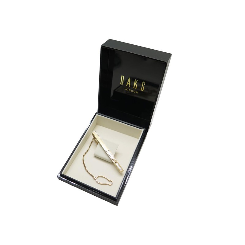DAKS Gold White Butterfly Tie Bar Tie Clip, Brass, No