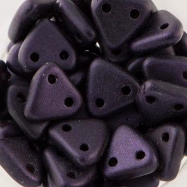 6mm Metallic Suede Dark Purple CzechMates Triangle 2 Hole Glass Beads (50)
