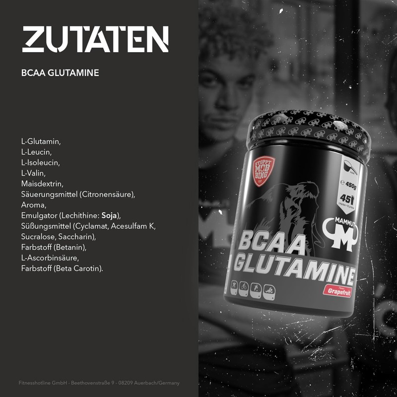 Mammut BCAA Glutamine powder, grapefruit, 1 pack (1 x 450g)