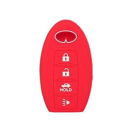 SEGADEN Silicone Cover Protector Case Holder Skin Jacket Compatible with INFINITI 4 Button Smart Remote Key Fob CV4508 Red
